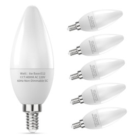 Ocixhbe E12 LED Candelabra Bulbs 60W Equivalent, 2700k Soft Warm White, 6W B11 Candle Base Filament Vintage Light Bulbs, Non-Dimmable, Pack of 6
