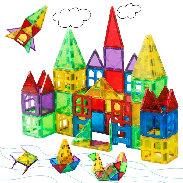 MAGBLOCK 66 PCS Magnetic Building Blocks, Magnetic Tiles for Kids Toys Magnet Toys Set 3D Building Blocks for Toddler Boys and Girls