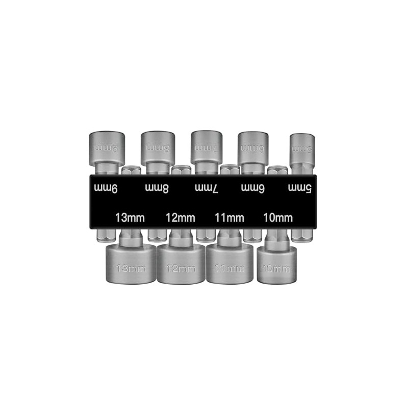 BOEN 9-Piece Power Nuts Driver Drill Bit, Metric 1/4" Hex