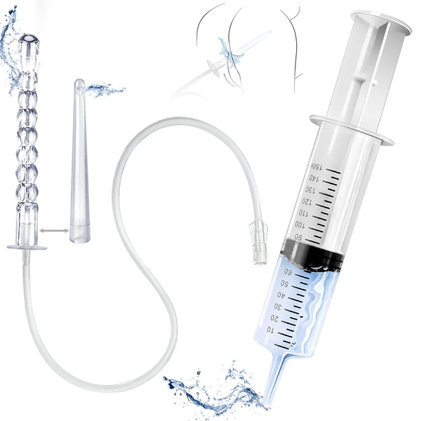 AZREKV 150ML Enema Syringe Cleaning Douche System，Travel Enema Kit for