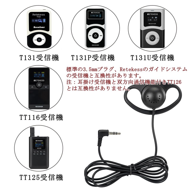 Retekess TT028 3.5mm Dia-3.5mm Single Ear Earbud Wired Type D