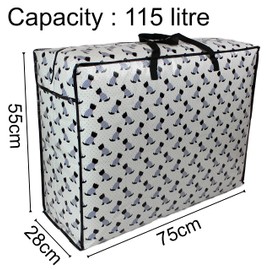 Storage Bags Water & Dust Resistant. Double zipped storage bags for toys, laundry, bedding. Underbed Wardrobe Space Saver Scotty Scottie dogs print (115 ltr 3x Pack)