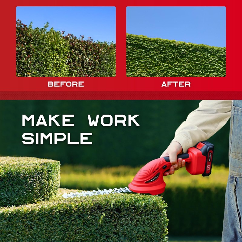 Cordless Hedge Trimmer with Battery (2Pack) and Charger, 2 in
