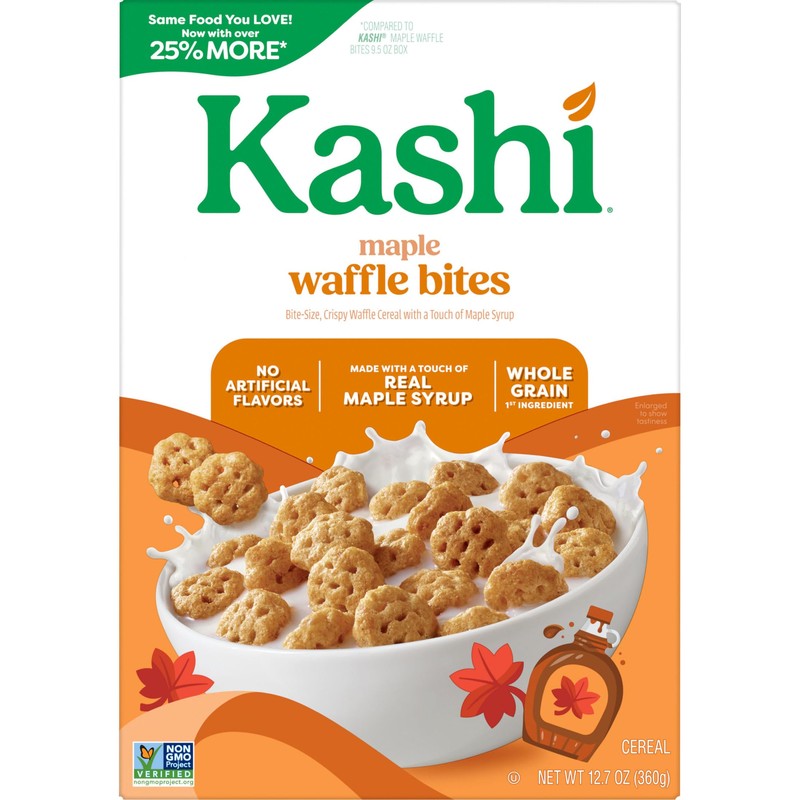 Kashi Breakfast Cereal, Whole Grain, Vegan, Maple Waffle Bites, 12.7oz