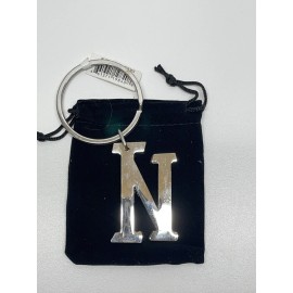 New-Letter N Keychain Silver Tone Metal Ganz Initial Key Ring Fob Free Shipping