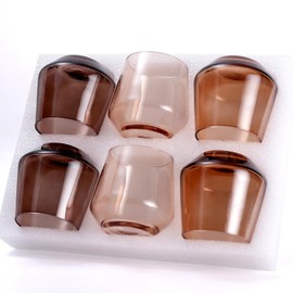 Venus Stemless Wine Glasses Set 6-14oz Amber Colored Wine Glasses Stemless【HandBlown】 Brown Wine Glasses Set,Unique Brownl Wine Glasses for Home Decr