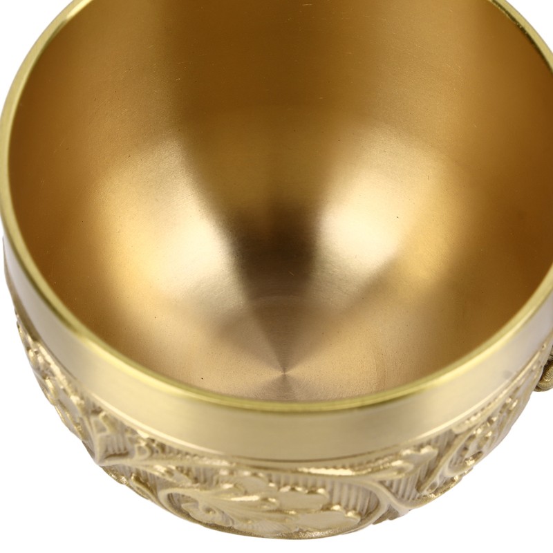 Brass Tea Cup Exquisite Embossed Patterns Retro European Small Coffee