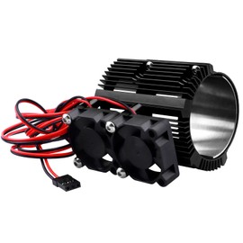 FriHobby Aluminum Motor Heat Sink with Twin Cooling Fan for 1/10 Traxxas E-Revo Summit, Compatible with 40-43mm Motors (Black)
