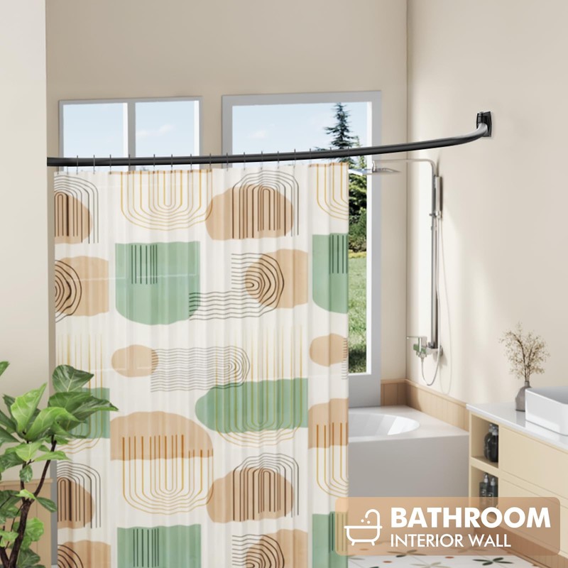 Bonpally Curved Shower Curtain Rod 40-72 Inches Adjustable, Aluminum Shower