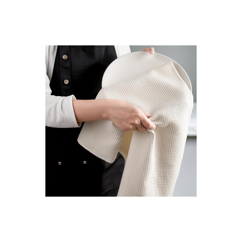 Polyte Toalla de Cocina Microfibra Waffle 340 gsm, 40.6x71.1 cm,