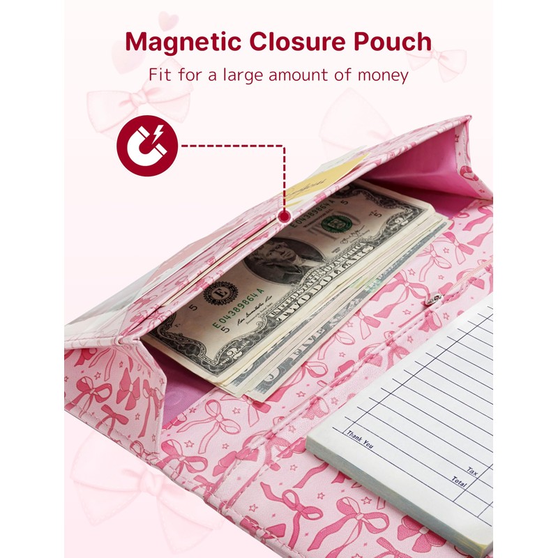 Server Book with Zipper Pocket and Magnetic Closure Server Booklet