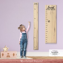 Farmhouse Style Wooden Kids Growth Chart Ruler for Boys and Girls (Weathered Natural - NTT)