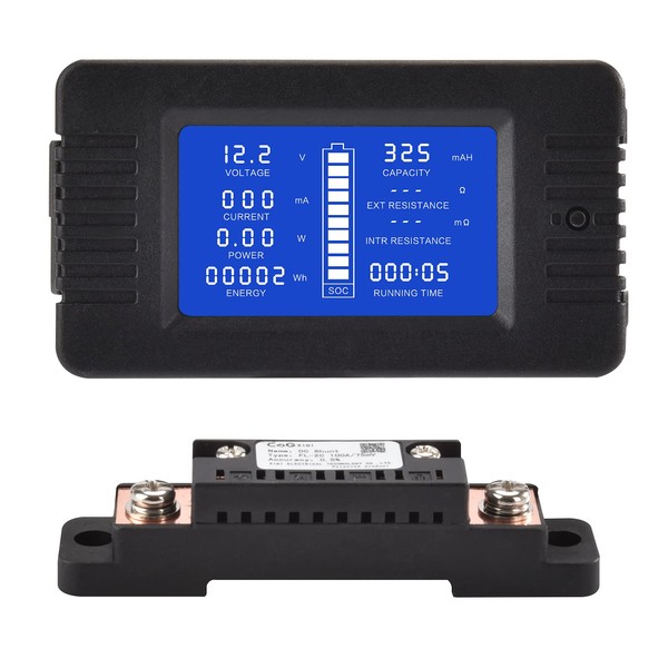 CGELE DC Multifunction Battery Monitor Meter with Shunt,0-200V,0-100A, LCD Display