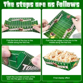 Football Party Paper Tray, 36 Pcs Football Food Trays Set Football Party Paper Food Trays Football Paper Snack Tray Football Trays for Food for Football Party Decorations Football Birthday Decorations