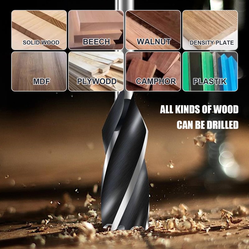 hsawbit Wood Drill Bit Set, 8pcs Auger Drill Bit Set