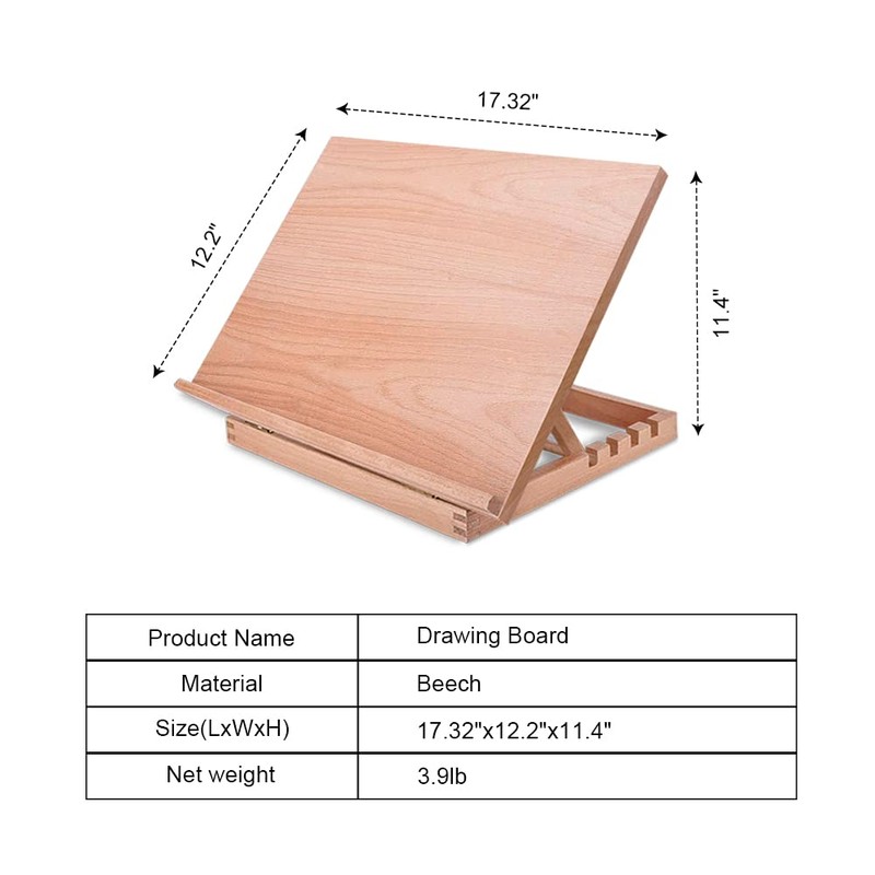Tabletop Easel A3 Painting Easel with Smooth Surface, Adjustable Angle