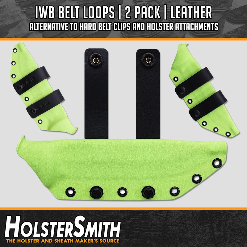 [2 Pack] IWB Belt Loops - (8-9oz Leather) - Black