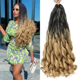 French Curly Braiding Hair 24 Inch 8 Packs - Pre Stretched Bouncy Braiding Hair- Loose Wavy Synthetic Hair Extensions For Black Women(24 inch 8 packs, OT/27)