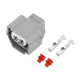 Partuto 2 Pin Ignition Coil Connector Plug - Car Female Wire Terminal Connector - for Hyundai Plastic Gray - 1 Set