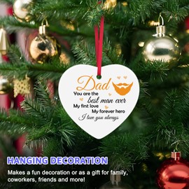 Christmas Ornaments for Dad Father Gifts from Daughter Son Fathers Day Birthday Gifts for Dad Father Papa Ornament Double-Sided Ceramic Ornament Christmas Tree Decoration for Family Dad Xmas Keepsake