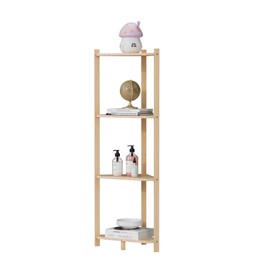 Wisuce Corner Shelf, 100% Real Bamboo Shower Corner Shelves Free Standing Shelf Storage Organizer for Bathroom Living Room Kitchen (Natural, 4 Tier)