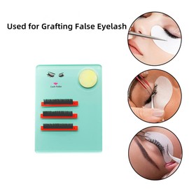 Acrylic Eyelash Extension Eye Lash Pallet Tool, Grafting False Eyelash Jade Console Round Jade Stone Organizer Eyelash Extension Grafting Pad Lash Tray Gasket (Blue)