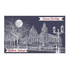 Ulster Weavers 100% Cotton Tea Towel - Belfast City Hall at Christmas - Made in Northern Ireland, Midnight Blue, 48 x 74 cms