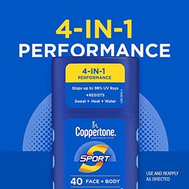 Coppertone Coppertone Sport Sunscreen Stick, SPF 40 Sunscreen, Travel Size Sunscreen for Face and Body, 1.5 Oz
