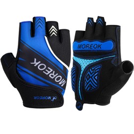 BIKINGMOREOK Cycling Gloves Bike Gloves Biking Gloves for Men Women,Half Finger Mountain Bike Gloves Workout Gloves Road Bicycle Gloves with 5MM Anti-Slip Gel Pads-Blue-S
