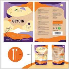 Vegavero Glycin Pulver | 1000 g - 330 Portionen | Deutsche Produktion von Vegavero® | Laborgeprüft | 100% reine Aminosäure | L-Glycin Pulver in Premium Qualität | mit Messlöffel | Ohne Zusätze | Vegan