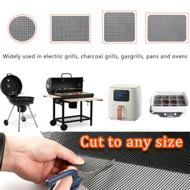 Grill Mat Set, Non-Stick BBQ Grill Mat, Reusable, Grill Mat for Gas Grill, Charcoal, Electric Grill, Cooking, Oven (42 x 36 cm, 3)