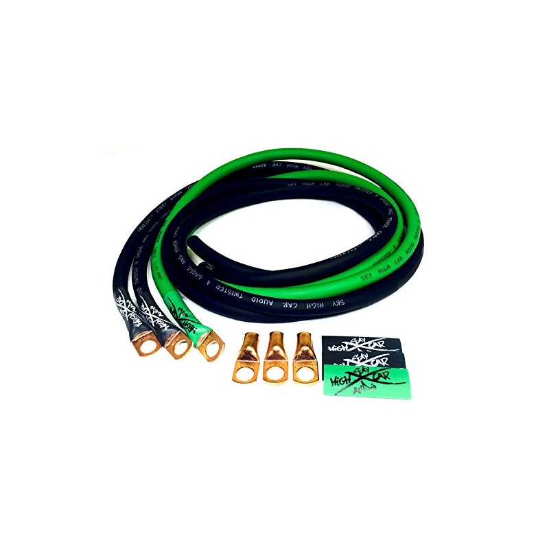 Sky High Oversized 4 Gauge AWG Big 3 Upgrade Green/Black
