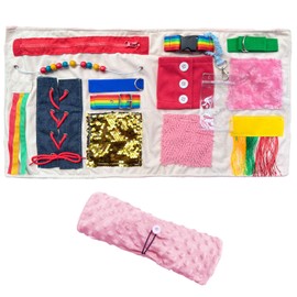 Fidget Blanket for Adults with Dementia, Dementia Products for Elderly, Dementia Activities for Seniors, Pink