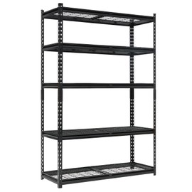 5-Tier Heavy Duty Adjustable Storage Shelves, Metal Garage Shelving Unit 48" L x 18" W x 72" H, Utility Rack for Basement, Pantry, Closet, Black