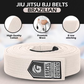 GOSPEL Vintage Series BJJ Belt for Men & Women | Brazilian Jiu Jitsu Belt with Vintage Colors (Vintage White, A4)