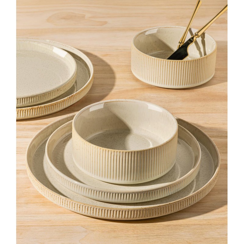 TheTerra Ceramic Dinnerware Sets for 6, 18 Pieces Porcelain Lightweight