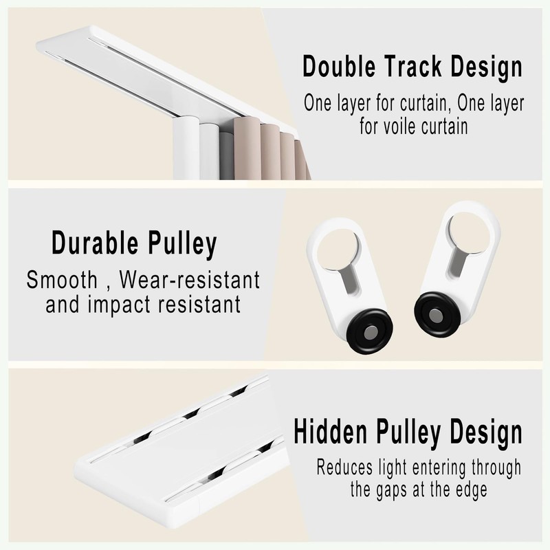 Double Row Curtain Track, Silent Heavy Duty Curtain Track Rail