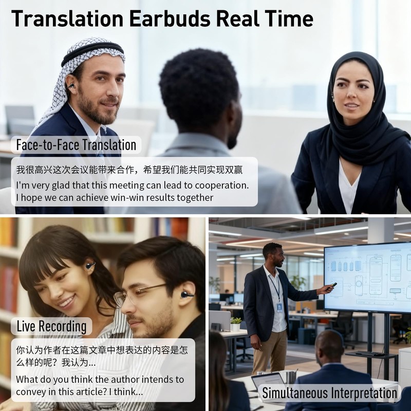 AI Translation Earbuds Real Time,120 Languages & Accents Translator Earbuds,Audifonos