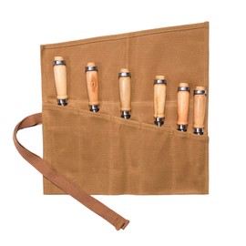 Wrench Roll Up Organizer with 6 Pockets,Waxed Canvas Tool Pouch Bag for Chisels, Hammers, Fishing jigs, Carving Knife(Khaki)