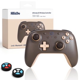 LONGYI 8Bitdo Ultimate 2C Bluetooth Controller für Switch 2, Hall-Effekt Joystick(Kein Drift), Remappbare L4/R4 Bumper, 6-axis Bewegungssteuerung und Rumble Vibration - Dunkelblau (Wireless Brown)