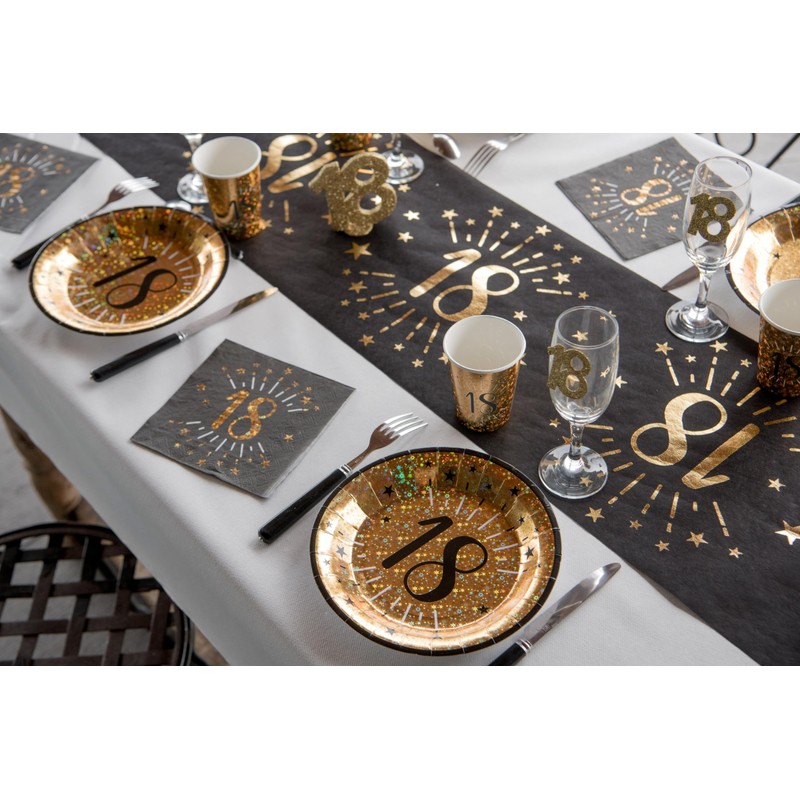 Santex Gold Sparkling BLACK age 50 Napkins