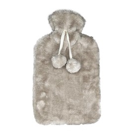 ZYBUX - Premium Luxury Cosy Faux Fur Hot Water Bottle - 2 Litre, Perfect for Cold Weather (Light Grey)