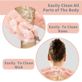 Bath Loofah Shower Sponge Soft Mesh Loofah Body Scrubber with Long Loofah Bath Sponge for Men Women Body Wash Exfoliator Shower Puffs (Pink Green, One size)