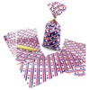 SaktopDeco 100 PCS Patriotic Cellophane Treat Bags 5x11 Red White