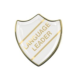 Capricornone Language Leader Gel Domed White School Shield Badge