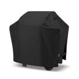 SunPatio Grill Cover 50 Inch, Outdoor Heavy Duty Waterproof Barbecue Gas Cover, UV & Fade Resistant, All Weather Protection Compatible for Weber CharBroil Kenmore Nexgrill Grills and More, Black