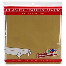 Party Dimensions Plastic Tablecover, 54 by 108", Gold