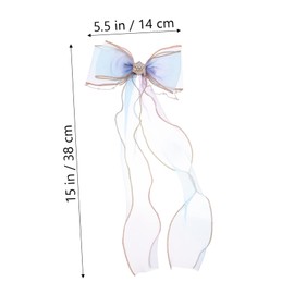 IWOWHERO 4pcs Dreamy Gradient Butterfly Knot Hair Bows Clips for Girls Lace and Pearl Hair Accessories for Princess Costumes and Special Occasions