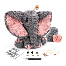 TIKA 13″ Elephant Amigurumi Crochet Kit – Beginner Yarn Set with Video Tutorials