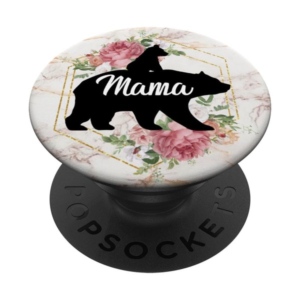 Mama Bear Pop Socket Rose with 1 Cub Mother Gift